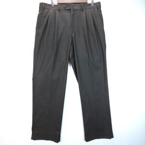 Vintage Ralph Lauren Pants Mens 36x30 Brown Pleated Cuffed Stretch Dress Slacks